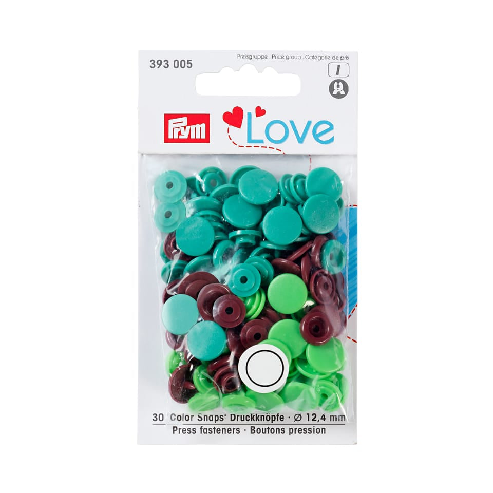 Prym Knöpfe Ø 12,4 mm – Kunststoff, hellgrün, braun, 30 Stück
