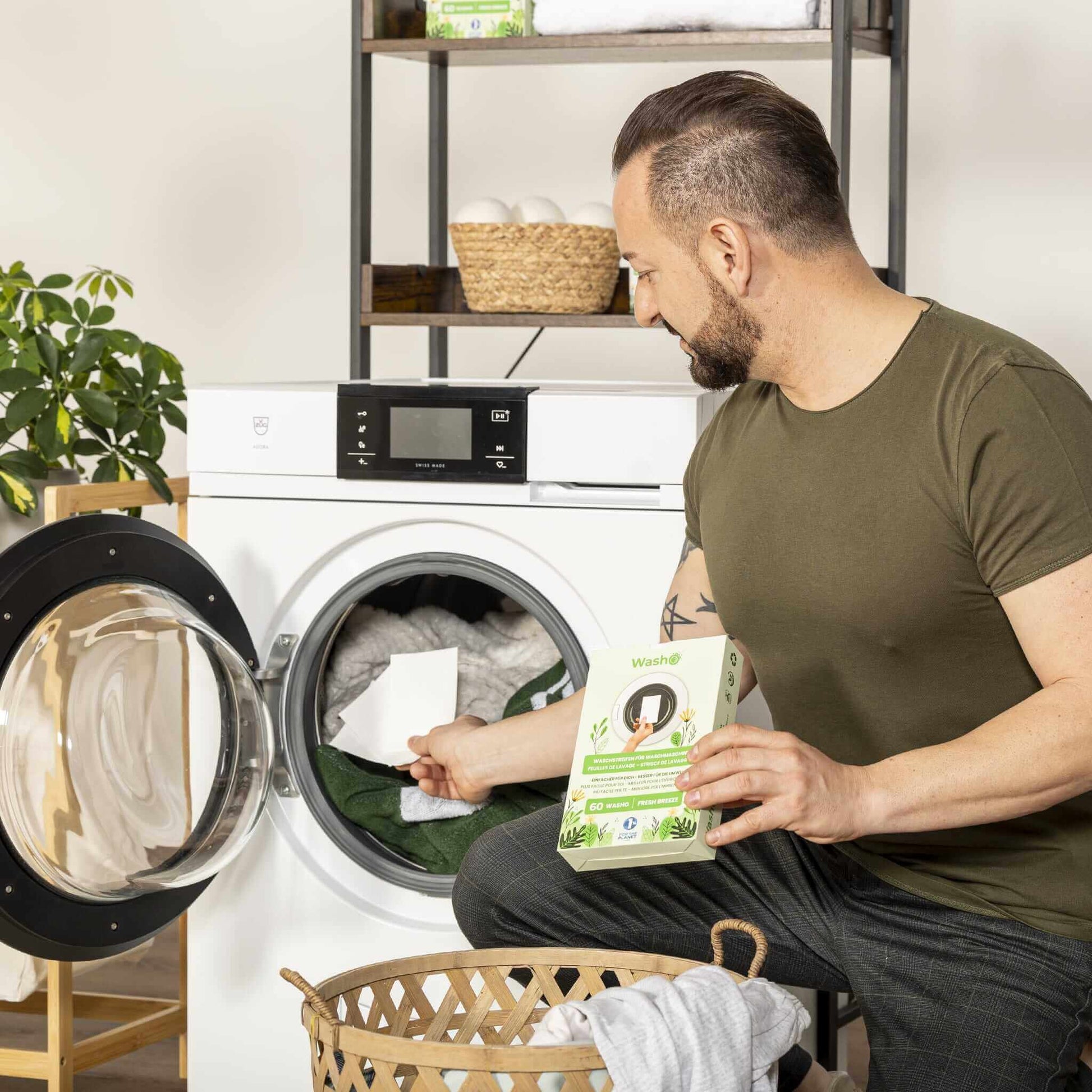 Washo Waschstreifen für Universal Fresh Breeze – Frisch – 60 Streifen – biologisch abbaubar