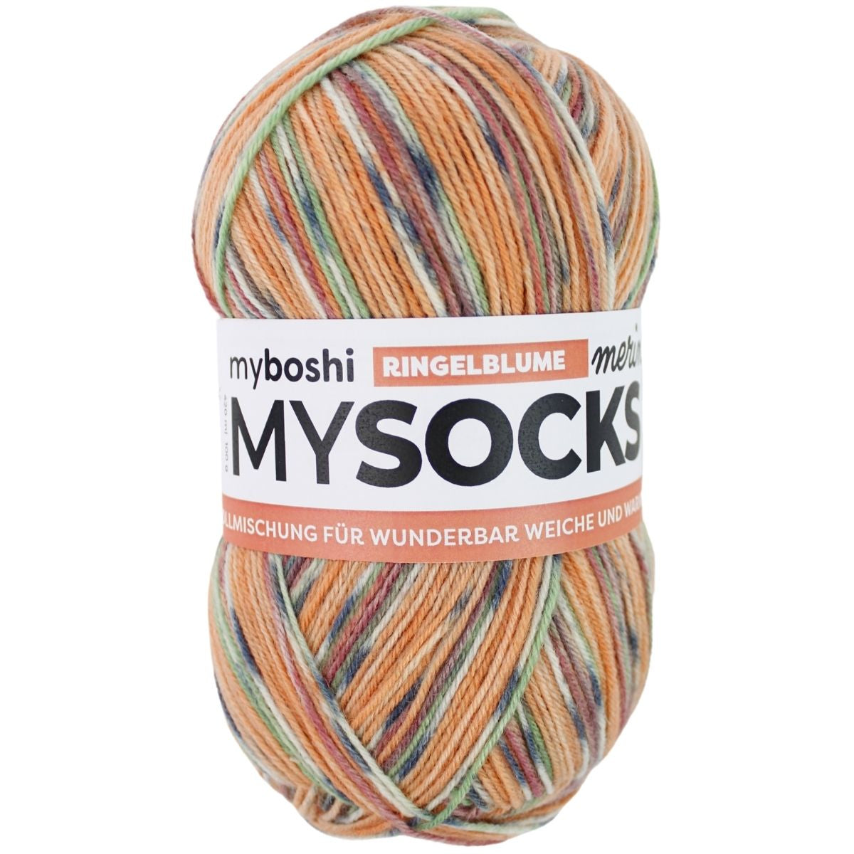 myBoshi mysocks Merino Garn Orange – 100 g, 420 m, Nadel 2,5 mm, 75% Schurwolle/25% Polyamid, 1 Stk.