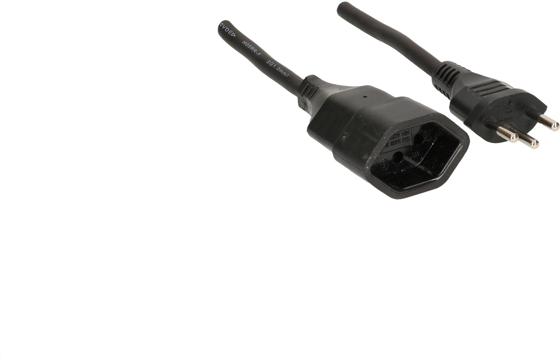 Max Hauri AG Max Hauri Verlängerungskabel, T12–T13, 5 m, 1 mm², angespritzt – schwarz