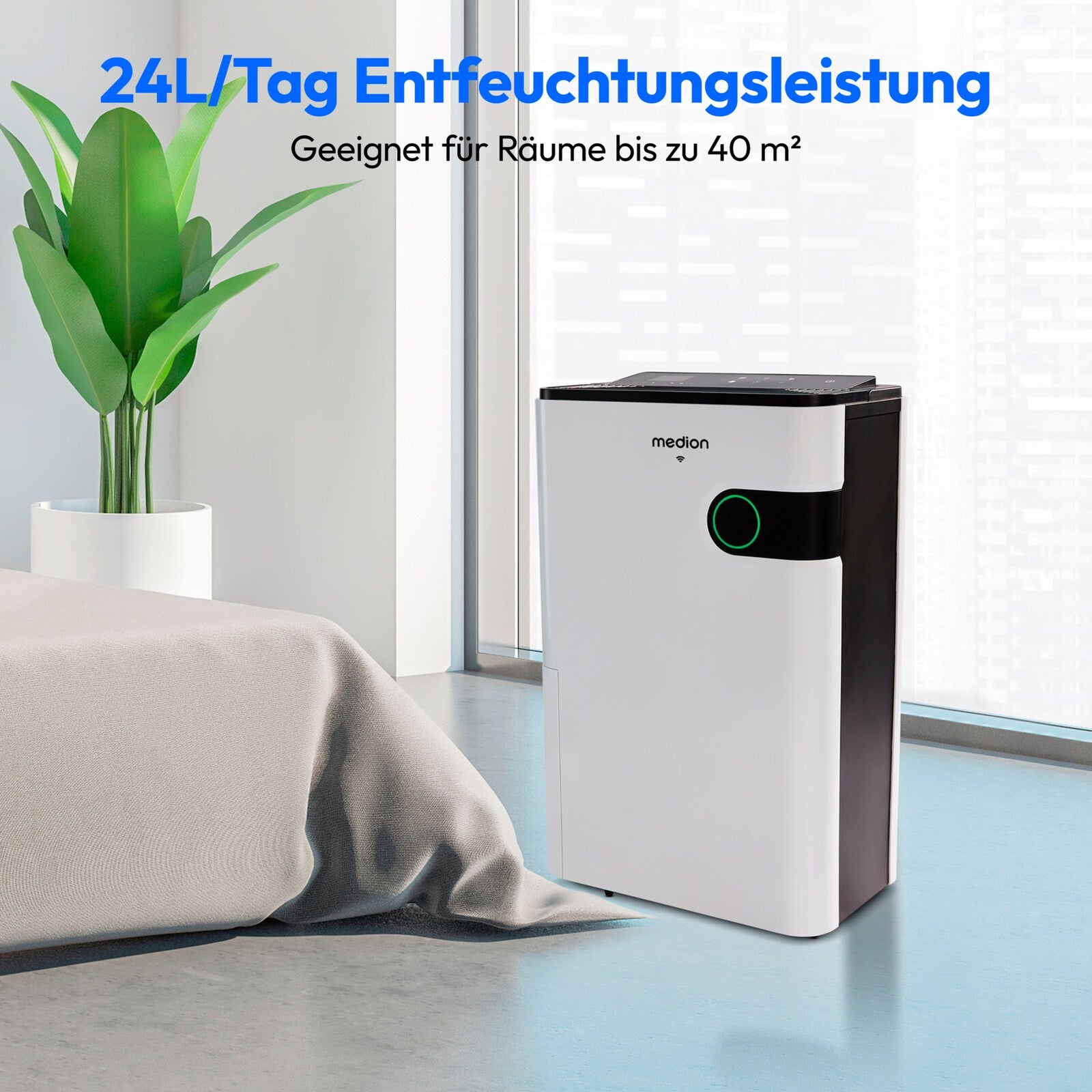 Medion DH30S Luftentfeuchter – 24 l/24 h, bis 40 m², Tank 5 l, App-Steuerung, schwarz