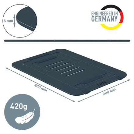 Leitz Laptop-Ständer – bis 17", faltbar, 5 Höhenpositionen – Grau