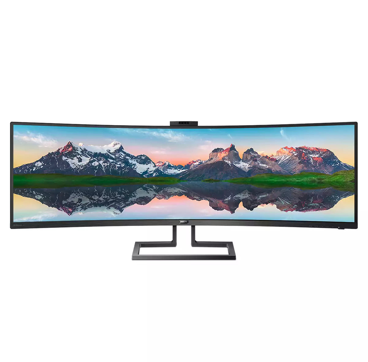Philips 499P9H/00 – Monitor, 48,8", VA, 60 Hz, 450 cd/m², Webcam, USB-C, KVM, VESA 100 × 100, Schwarz