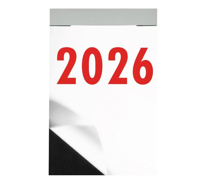 Biella Abreisskalender Block 3 2026 – 5,4 × 8 cm – 1 Tag/Blatt – d/f – perforiert
