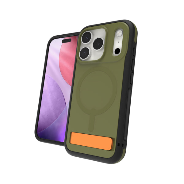 ZAGG Sedona Snap Backcover – für Apple iPhone 17 Pro, MagSafe, mit Ständer, Graphen, Grün, bis 4 m sturzsicher