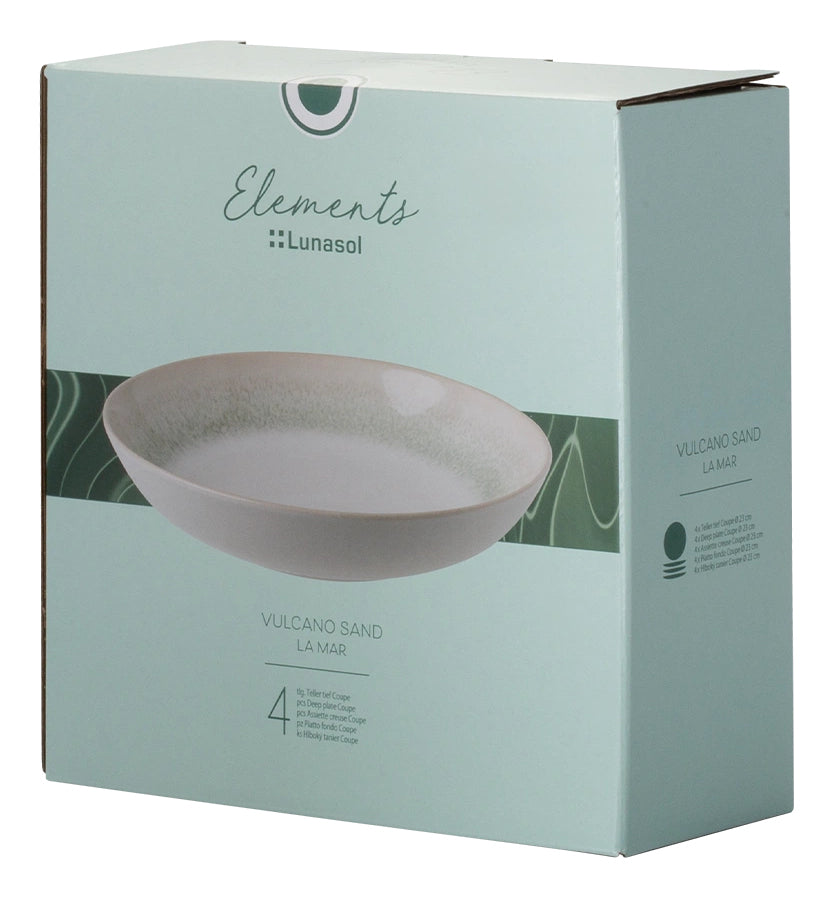 Lunasol Speiseteller – 4er Set, Ø 23 cm, Steingut, Grün/Sand