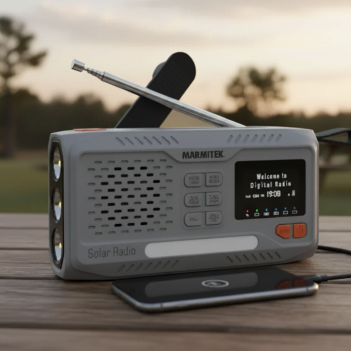 Marmitek RESQ 100 – Tragbares DAB+ Radio, UKW, Bluetooth, IPX3 – Grau