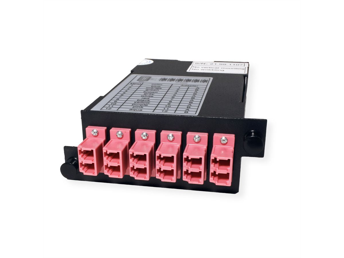 VALUE MPO-Modul – MPO (männlich) zu 12× LC (weiblich), Multimode OM4, Schwarz, 74,7×126,6×37,5 mm
