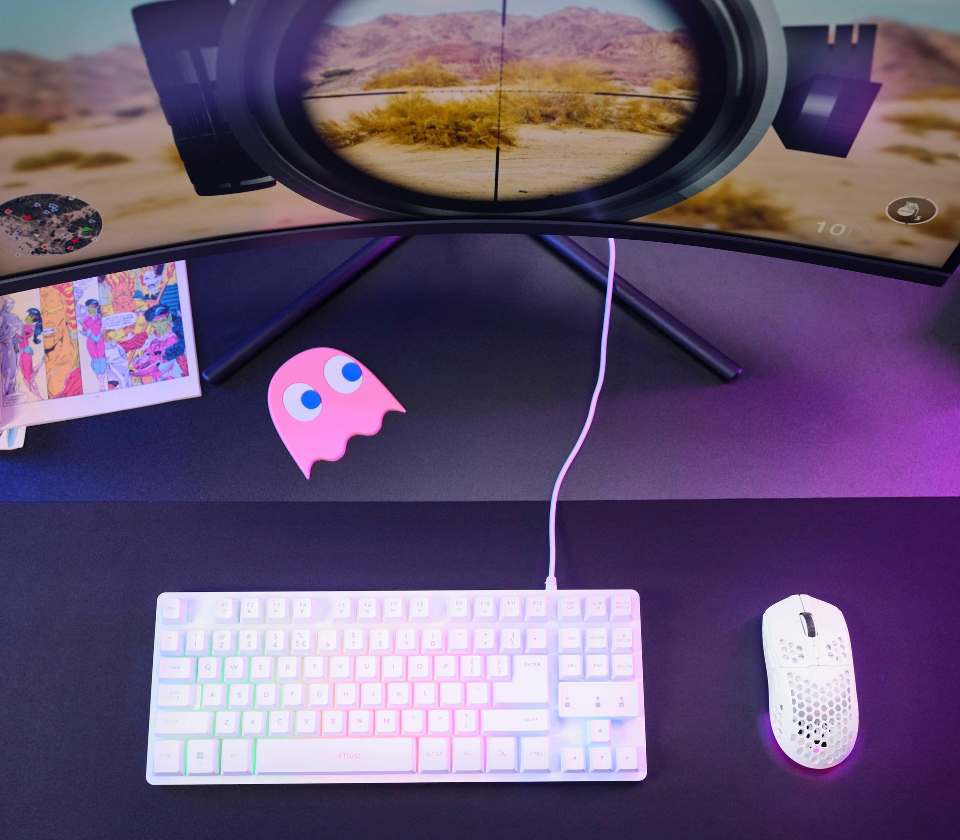 Trust GXT 929 Helox – Gaming-Maus – Kabellos (2,4 GHz), 4800 DPI, RGB-Beleuchtung, Rechtshänder, Weiss