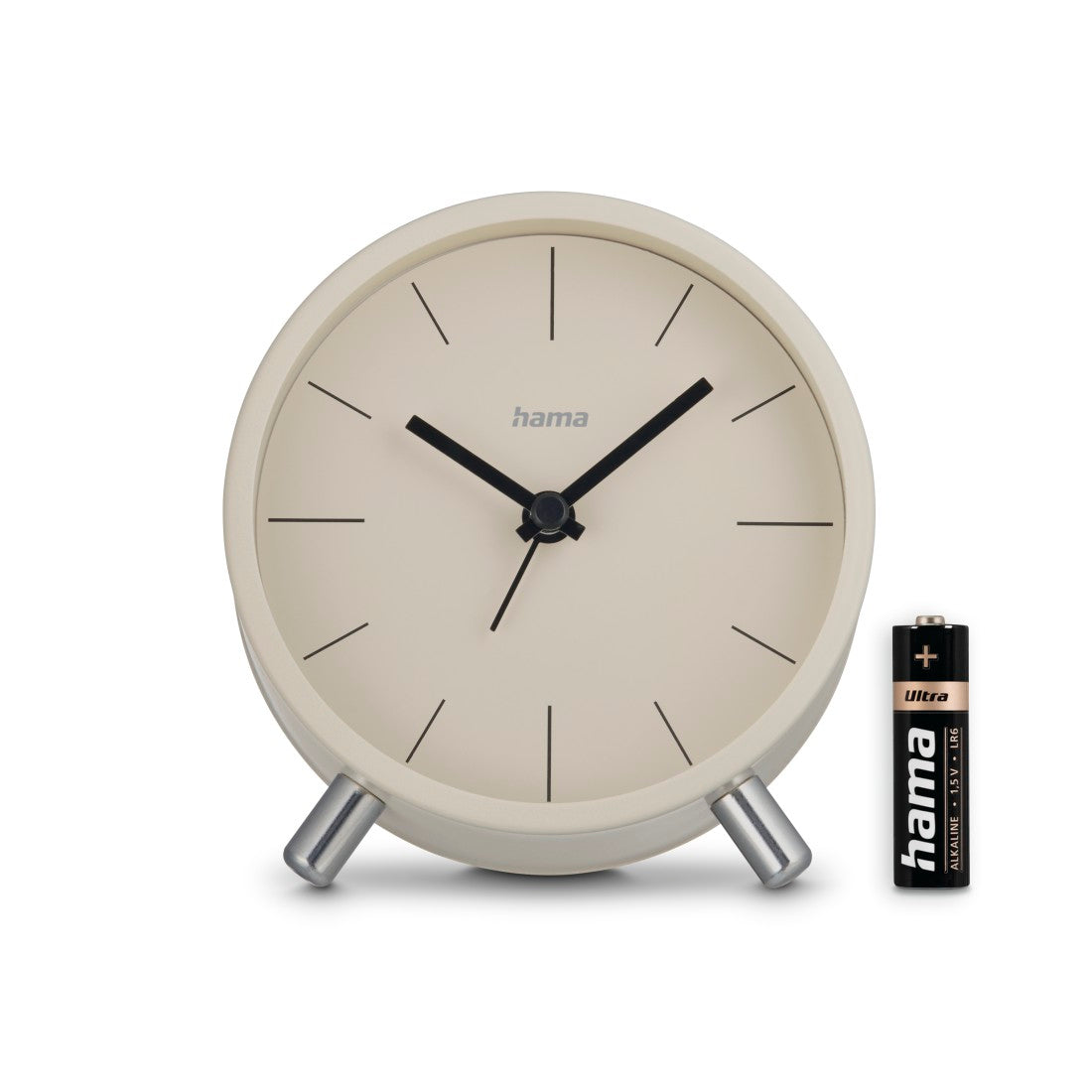 Hama Flores Wecker – Funk, analog, lautlos, Schlummerfunktion, 11 × 12 × 5,2 cm, Beige, Kunststoff