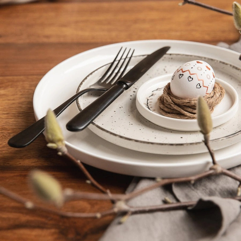 Lunasol Speise-Service – Set 18-teilig, Porzellan, Grau, spülmaschinenfest, mikrowellengeeignet