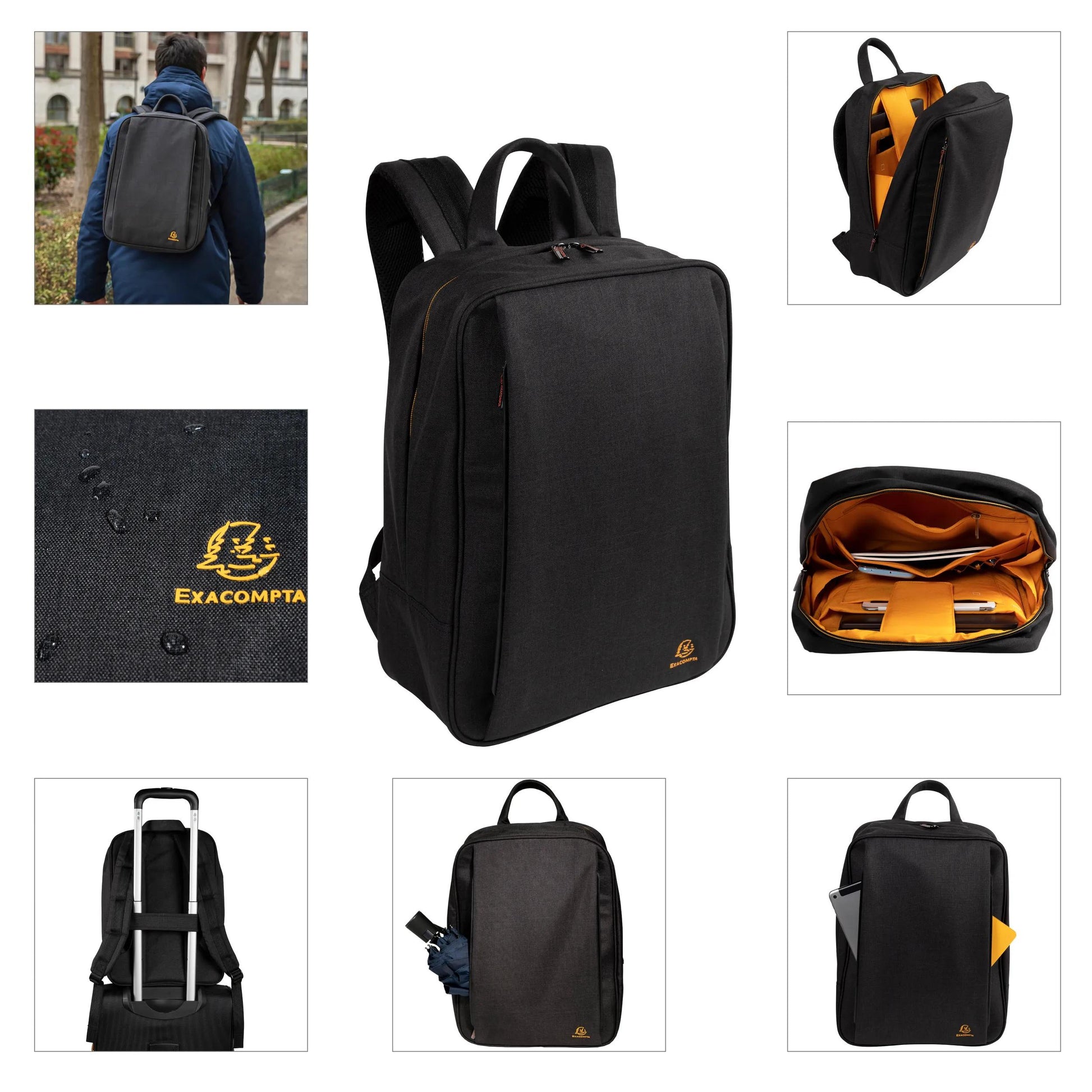 Exacompta City-Rucksack Exactive Smart – wasserabweisend, rPET-Polyester – Schwarz, 320 × 410 × 150 mm