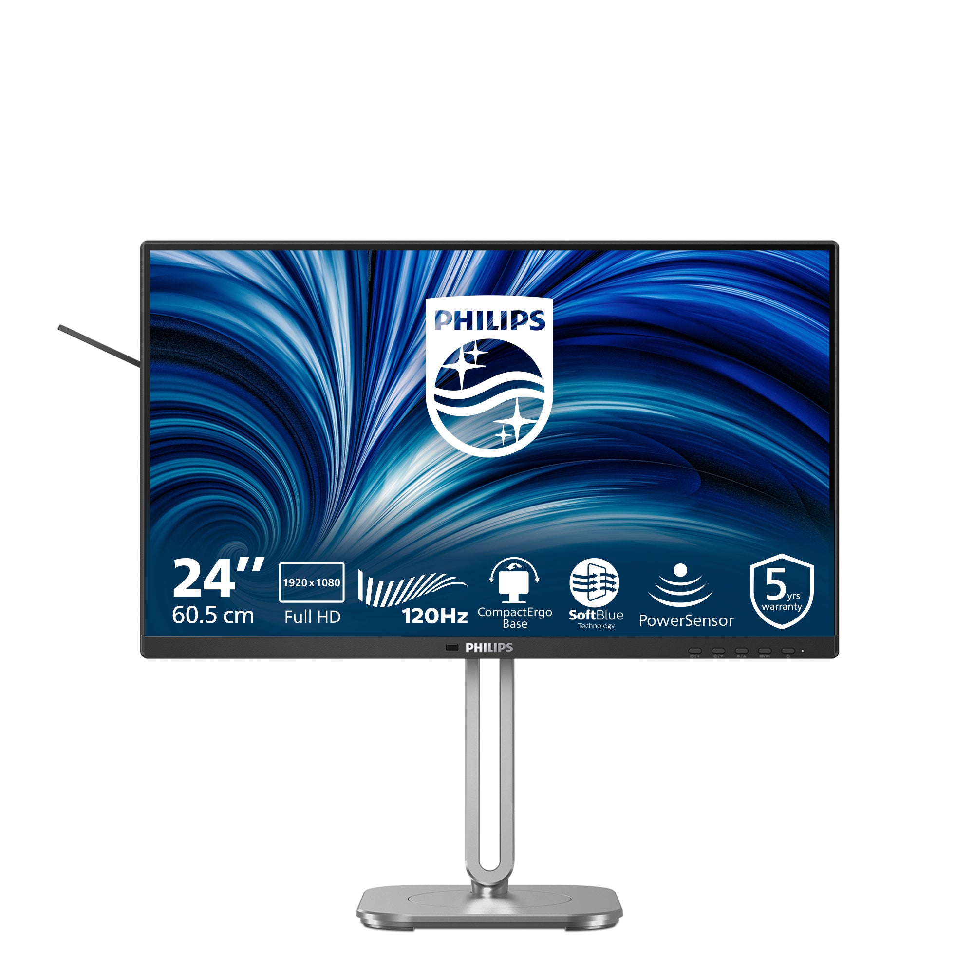 Philips 24B2N4200/00 – Monitor, 23,8", 120 Hz, 300 cd/m², Integrierte Lautsprecher, USB-Hub, Adaptive Sync, Grau