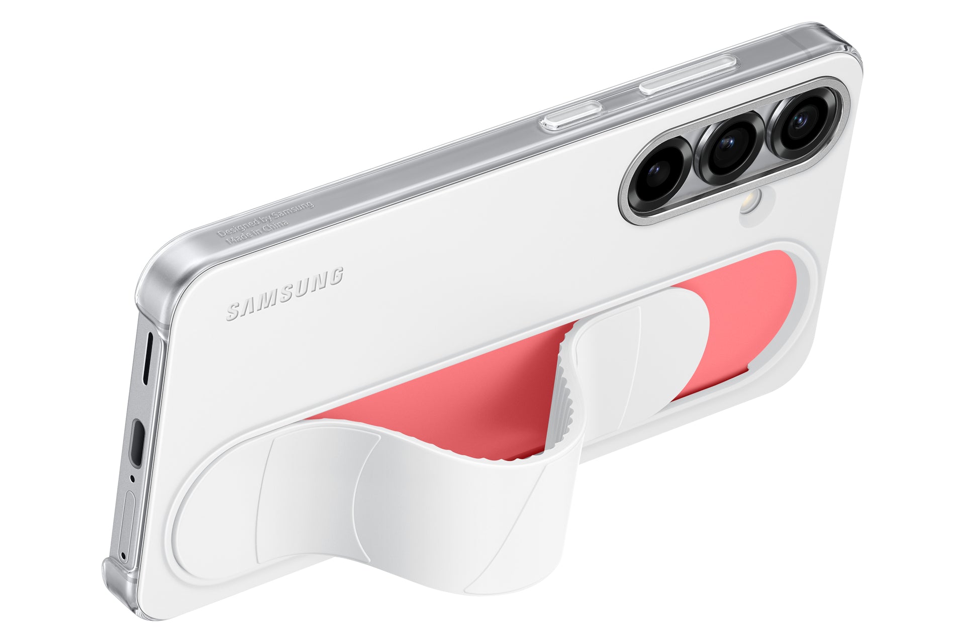 Samsung Backcover – für Galaxy S25+ – weiss – Silikon – mit Ständer, mit Handriemen