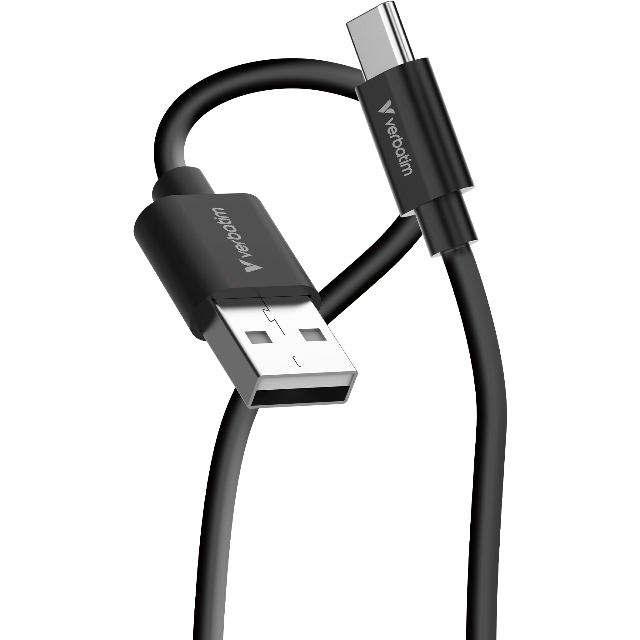 Verbatim USB-A auf USB-C Kabel – USB 2.0 (480 Mbit/s) – 1 m – PD 18 W – Flachkabel – 2er-Set