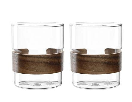 LEONARDO NOVO LEGNO Cappuccino Becher – 0,43 l, Borosilikatglas, Braun, Transparent, 2 Stück