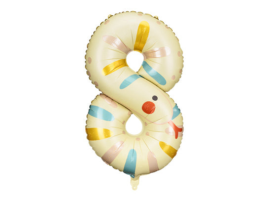 PartyDeco Folienballon – Zahl 8 (Schlange) – 55 × 88 cm – Folie, mehrfarbig
