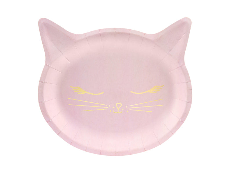 PartyDeco Teller, Papier/Karton, Kätzchen, Pink – 22 × 20 cm – 6 Stk.