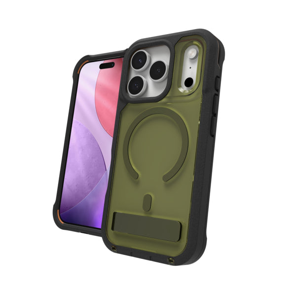 ZAGG Rainier Snap – Backcover – für Apple iPhone 17 Pro, MagSafe, mit Ständer, Grün, bis 7 m Sturzsicher