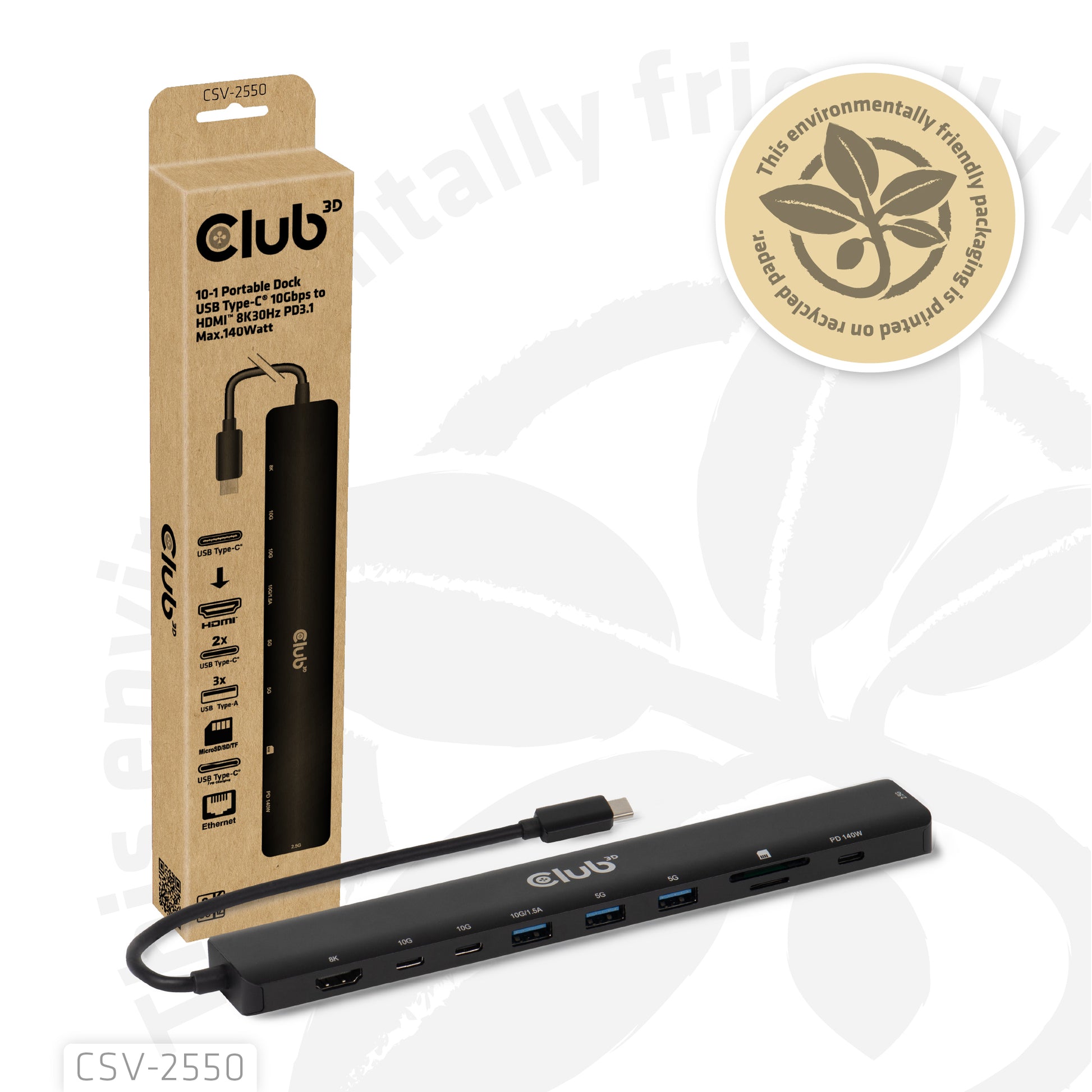 CLUB3D Club 3D CSV-2550 Dockingstation – USB-C, USB-A, SD/microSD