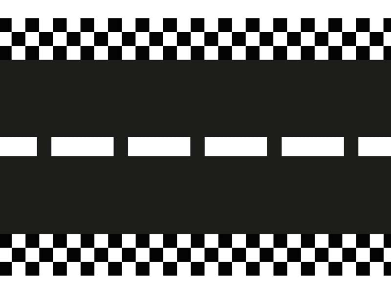 PartyDeco Tischläufer Rennstrecke – Schwarz/Weiss – 40 × 500 cm – Vliesstoff (TNT) – 1 Stk