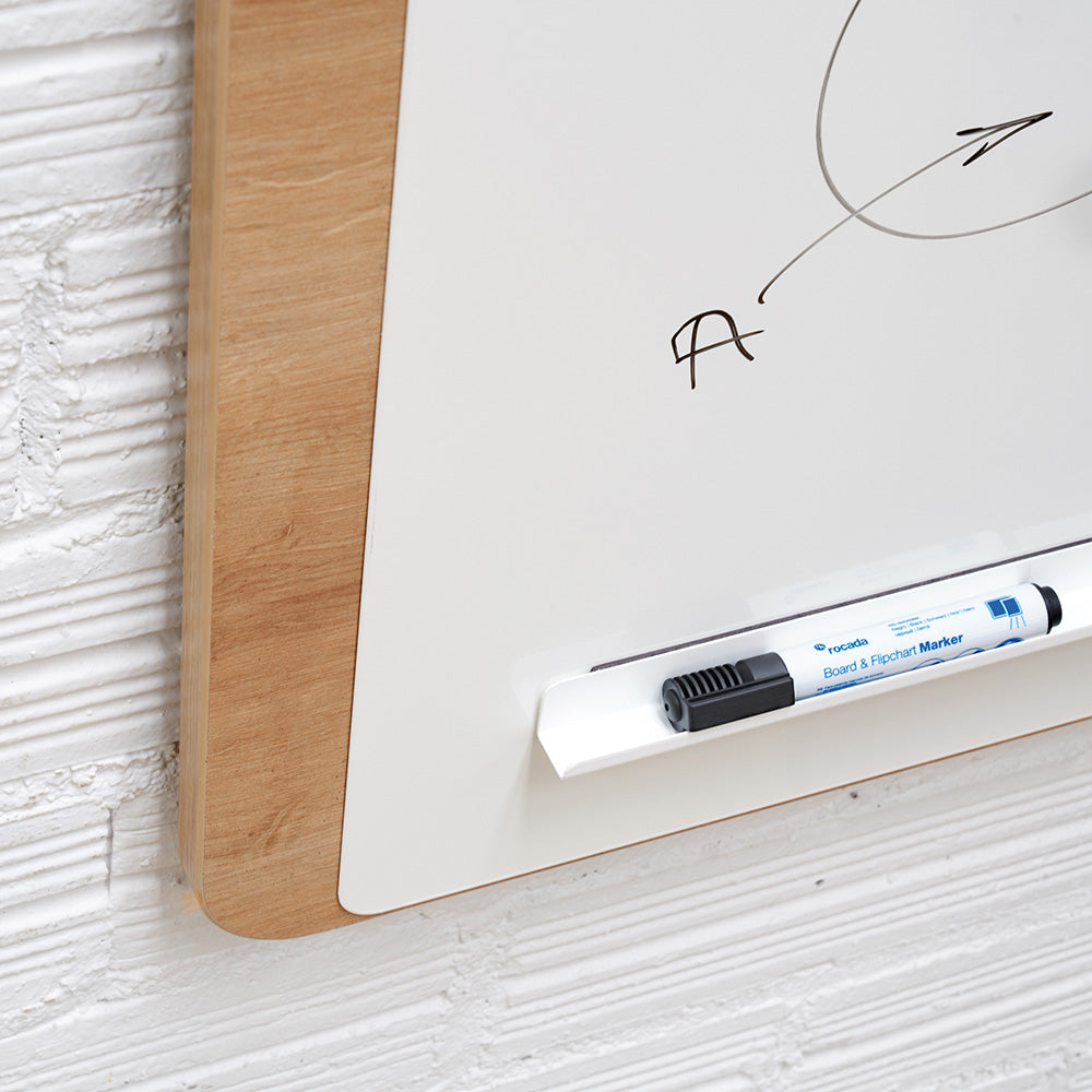 Rocada Whiteboard – 115 × 75 cm, lackierter Stahl, magnetisch, Holzrahmen, Eiche, Wandmontage