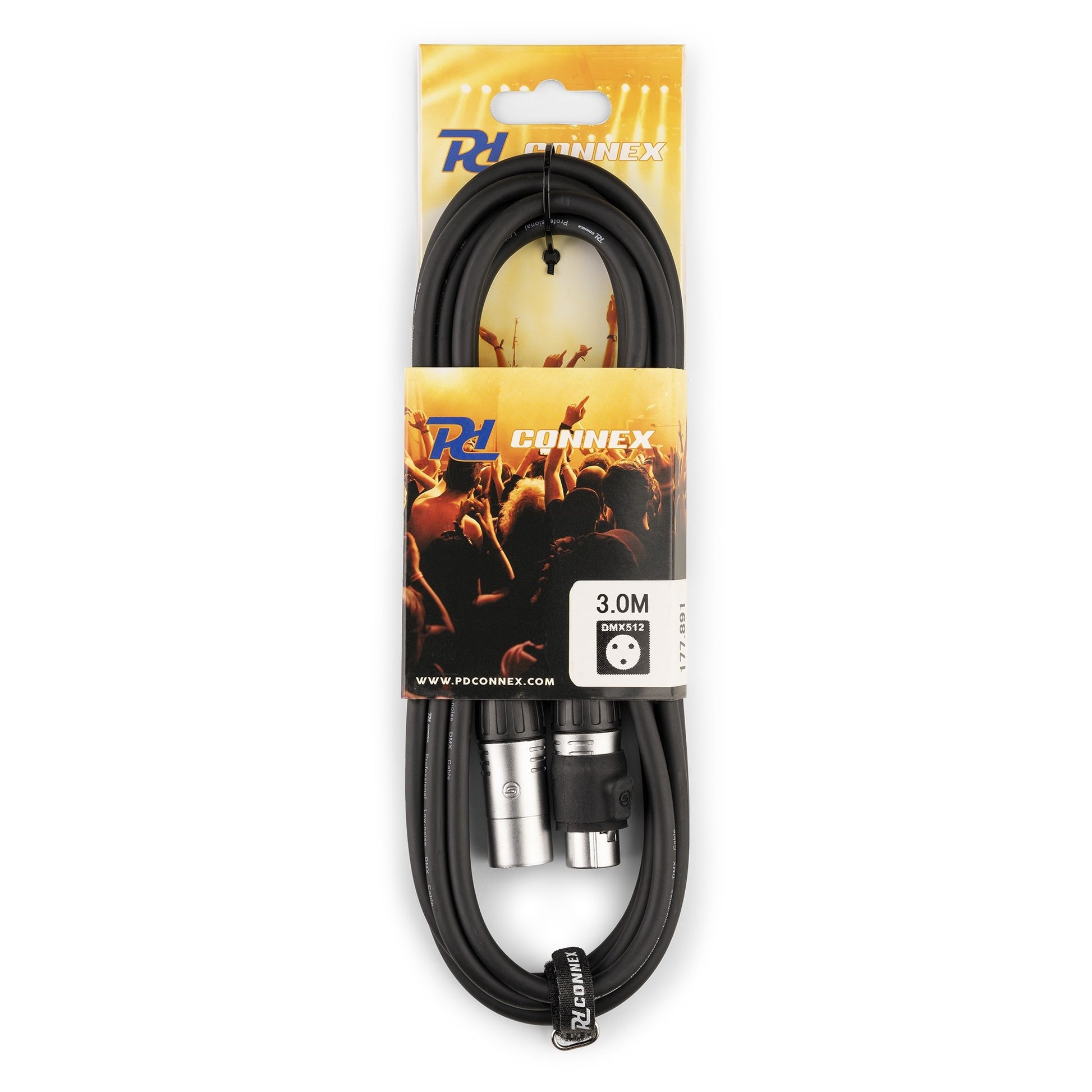 PD-Connex CX109-3 – DMX-Kabel, XLR 5-polig (Kupplung zu Stecker), 3 m, IP65, Schwarz