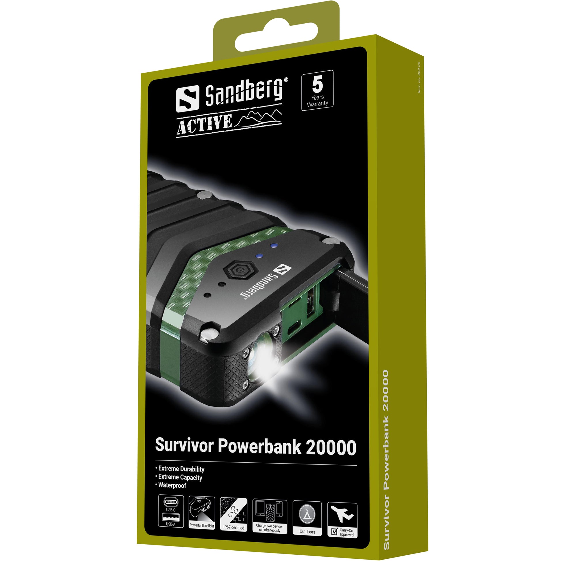 Sandberg Powerbank 20100 mAh, IP67, für Smartphones, Schwarz