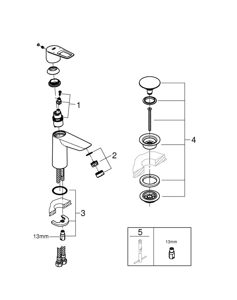 GROHE Start Edge Unterputz-Badebatterie – Einhebelmischer, Metall, Schwarz