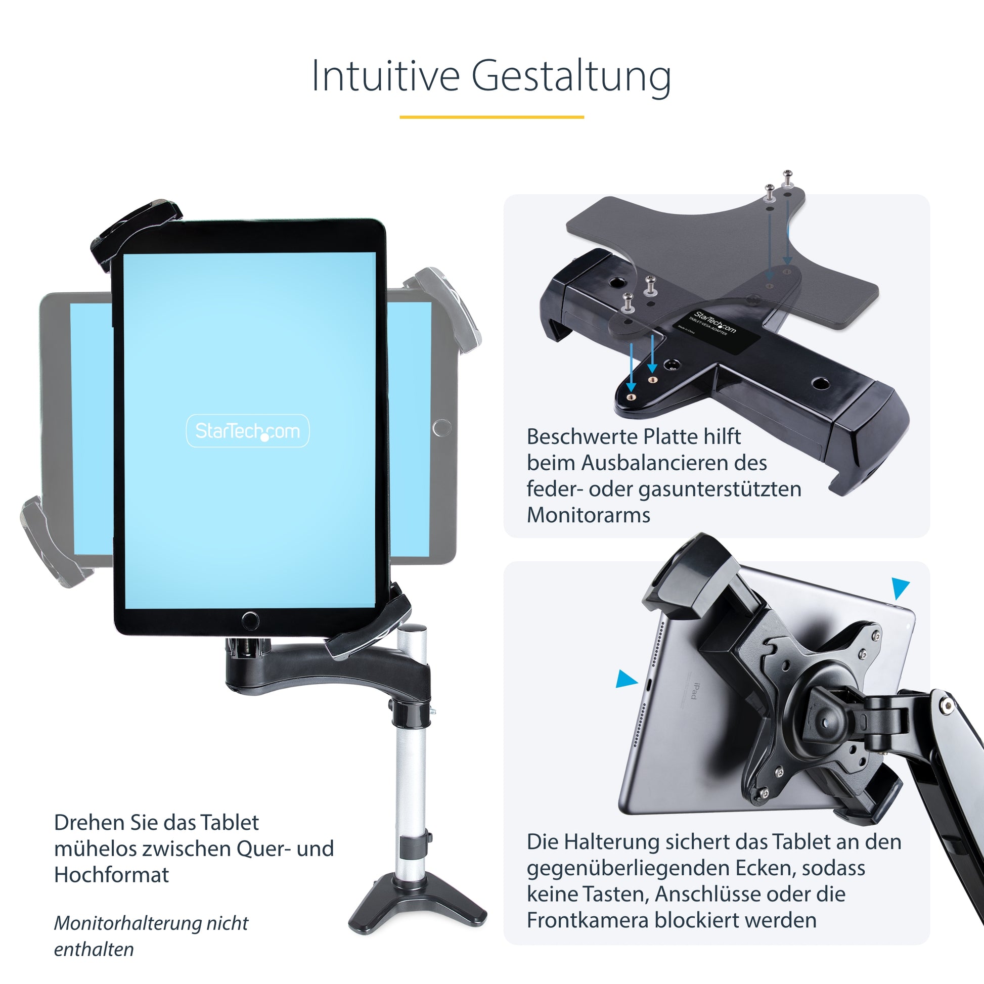 StarTech.com VESA-Adapterplatte – Klemme/Durchführung – 7,9–12,5" – VESA 100×100 mm – bis 2 kg/Monitor
