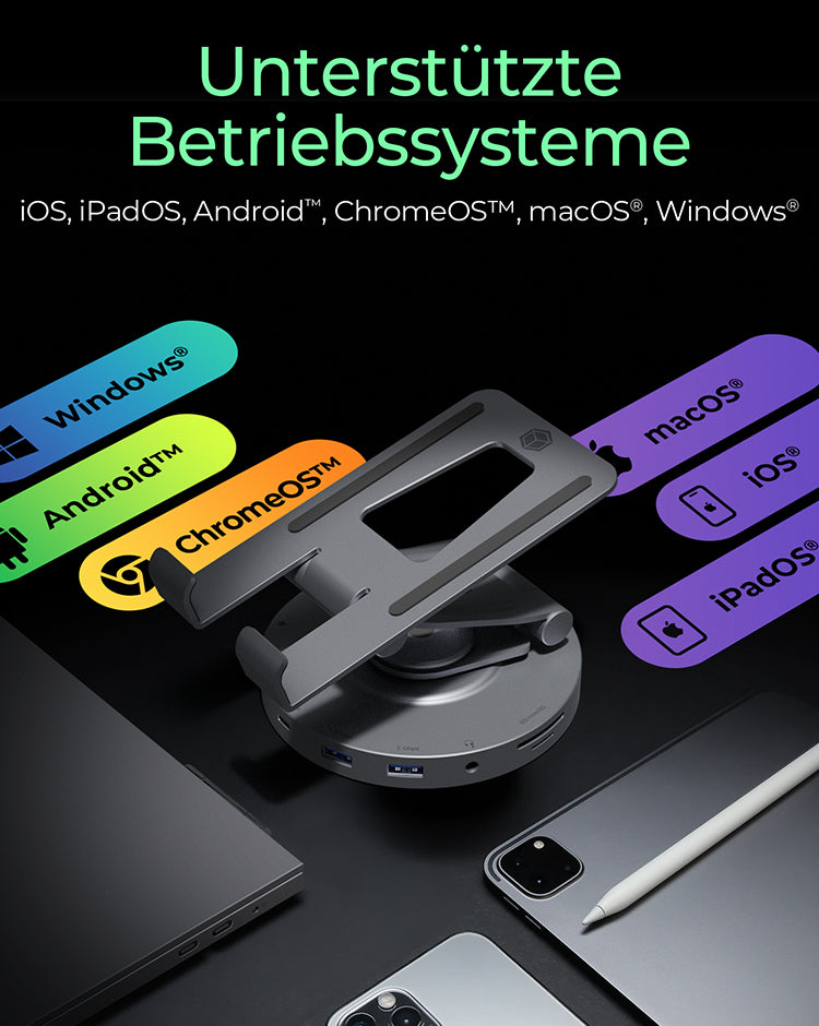 ICY BOX IB-TH100D Smartphone-Dock – USB-C ×2, HDMI 2.0 (4K@60), Ethernet, USB-A ×2 – PD 100 W – Universal