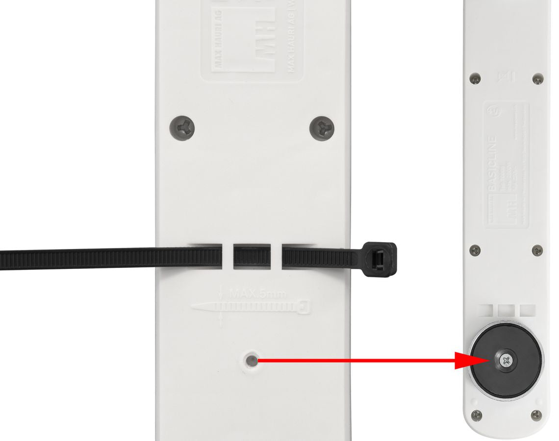 Max Hauri AG Max Hauri Basic Line Steckdosenleiste – 5× T13, 1,5 m, mit Schalter, Weiss