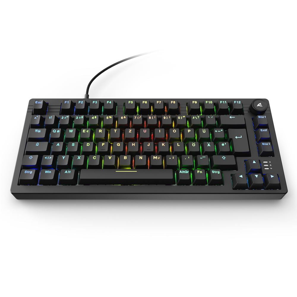 Sharkoon SGK25 – Tastatur 75% – Mechanisch – Verkabelt – QWERTZ (DE) – RGB – Ohne Ziffernblock – Schwarz