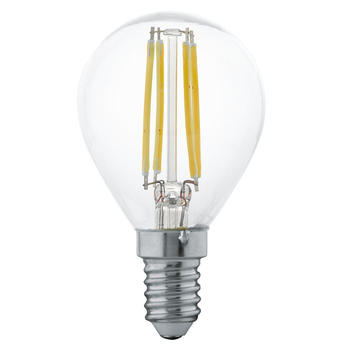 EGLO LED-Leuchtmittel E14 Kugelform – Warmweiss 2700 K, 350 lm, 4 W – IP20 – 1 Stk. – Transparent, Glas