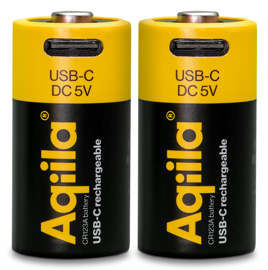 Aqiila CR123A Akkus, Li-Ion, 750 mAh, 3 V – 2 Stk.