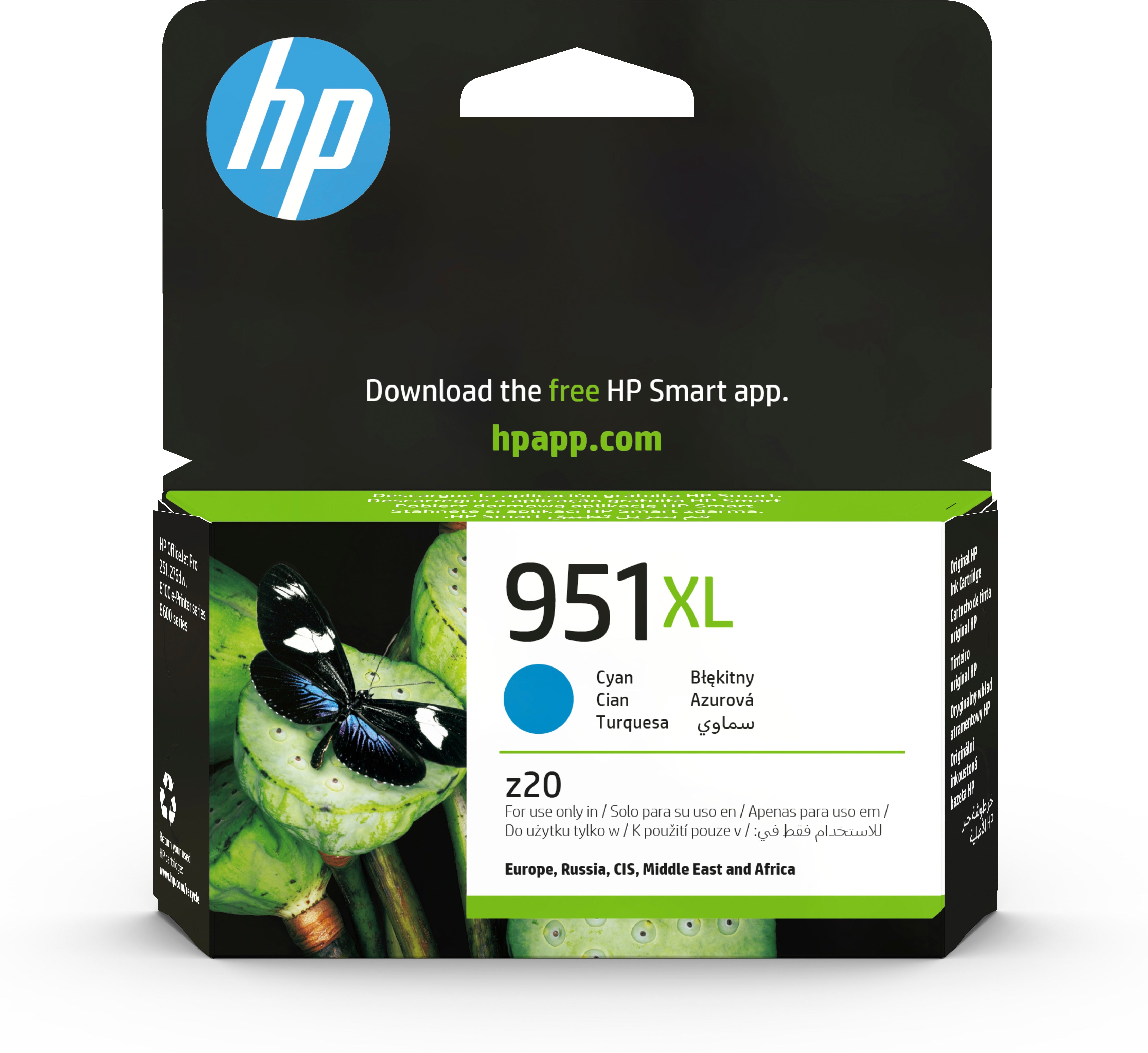 HP 951XL Cyan – Hohe Kapazität – Bis 1'500 Seiten – Für HP OfficeJet Pro 276/8600/8610 und andere