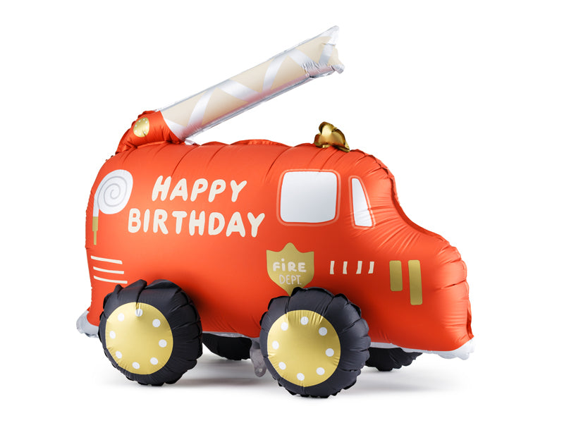 PartyDeco Folienballon Feuerwehrauto – 67 × 53 cm – mehrfarbig – 1 Stück