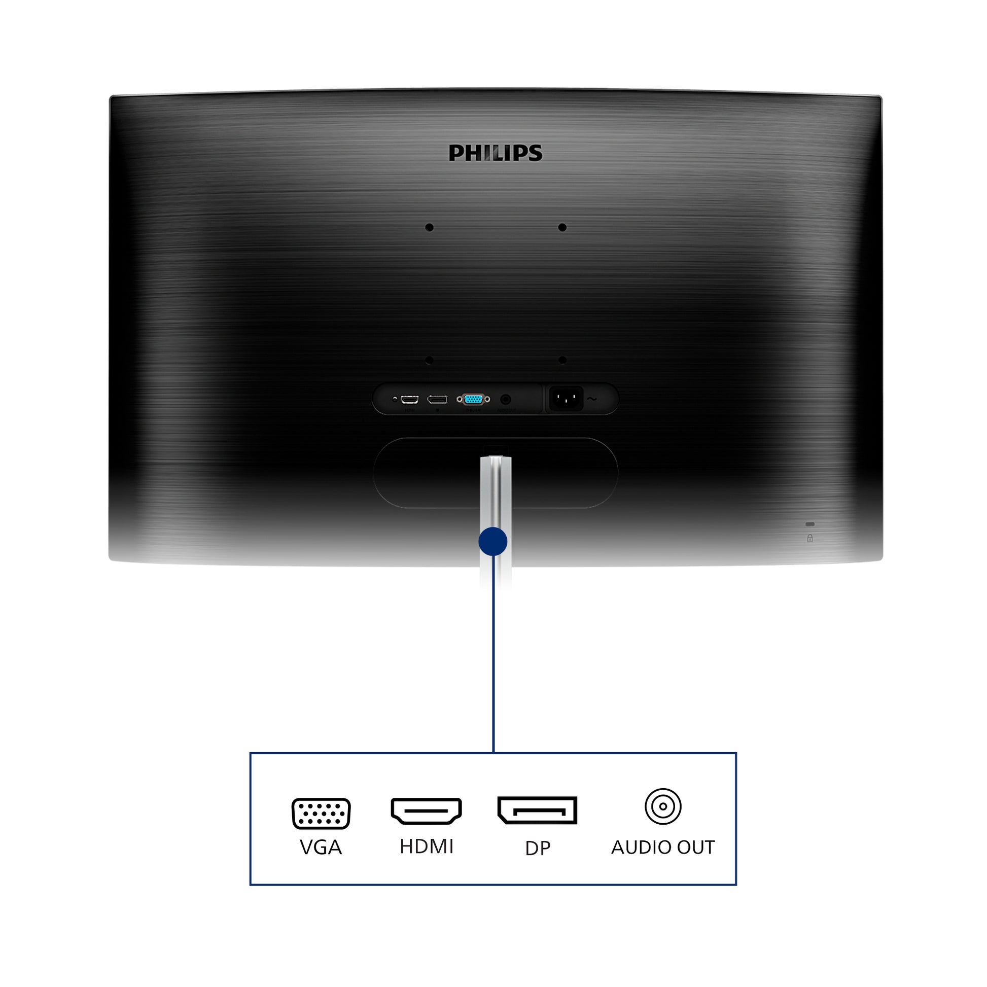 Philips 325E1C – Monitor, 31,5", VA, 75 Hz, 250 cd/m², Gebogen, Adaptive Sync, VESA 100 × 100, Schwarz