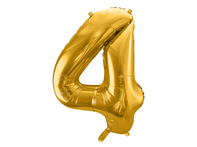PartyDeco Folienballon Zahl 4 – Gold – 86 cm – Folie – 1 Stk