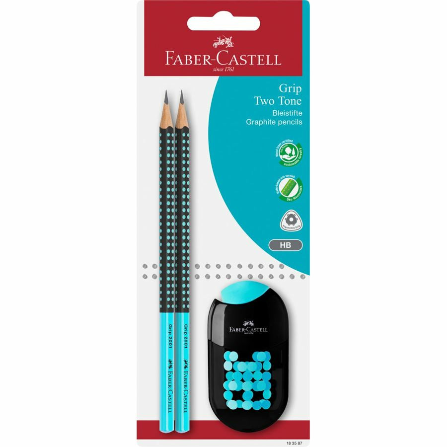Faber-Castell Grip 2001 Bleistifte HB, mit Radierer – 2er-Set