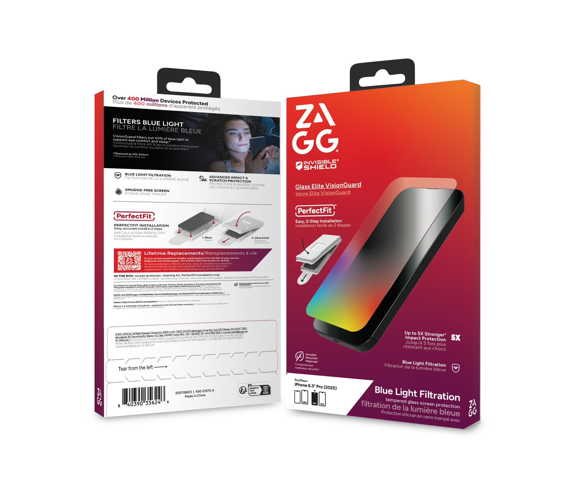 ZAGG Displayschutz (Panzerglas), Blaulichtfilter – für iPhone 17 Pro – mit Applikator