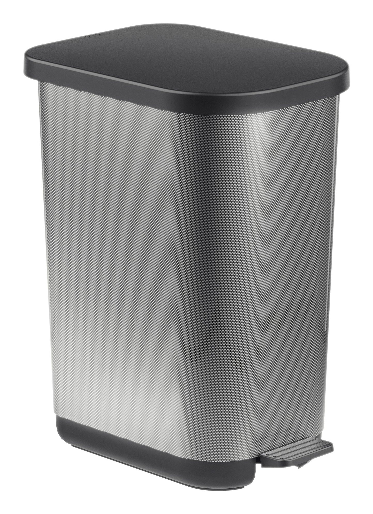 Rotho Treteimer ORBE – 35 l – Recycling-Kunststoff, rechteckig – silber – Anti-Rutsch, BPA-frei