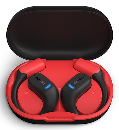 Philips TAA6709BK – Ohrbügel-Kopfhörer – Bluetooth 5.3, IP65, Ladeschale – Rot – bis 28 h