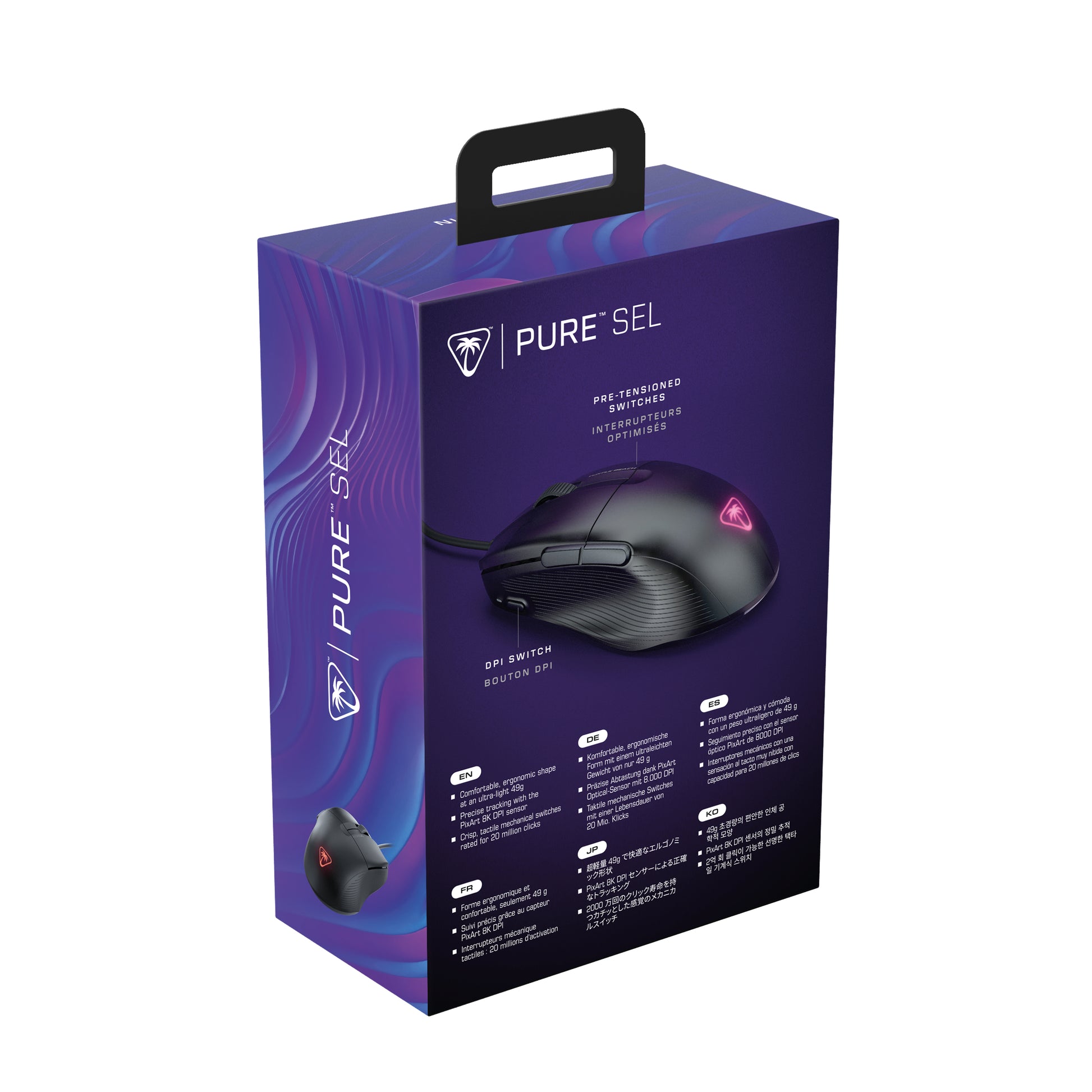Turtle Beach Pure SEL – Gaming-Maus – Kabelgebunden (USB‑A), 8000 DPI, RGB-Beleuchtung, rechts, Schwarz