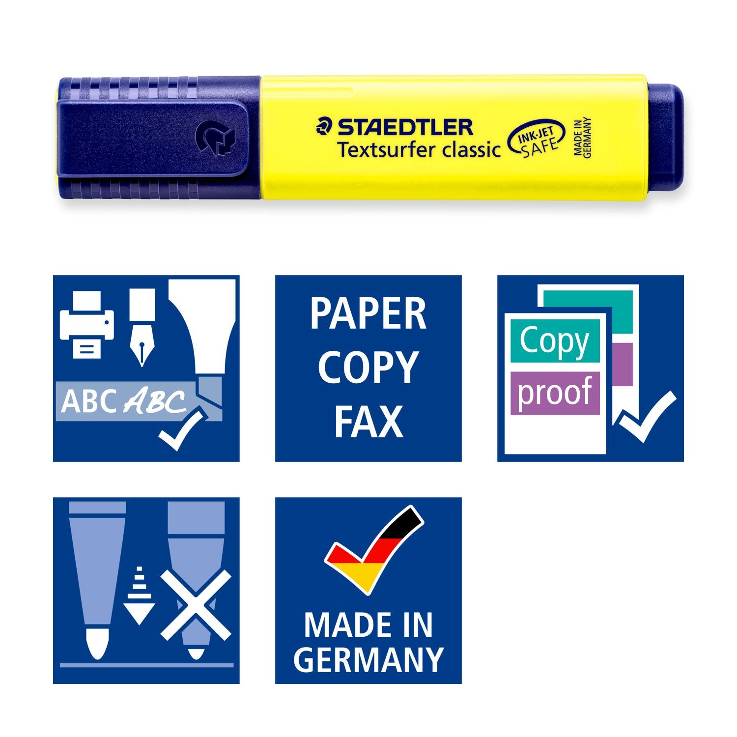 STAEDTLER Textsurfer classic Textmarker – 4er Set, Farben: Blau/Grün/Pink …, Keilspitze 1–5 mm, nachfüllbar