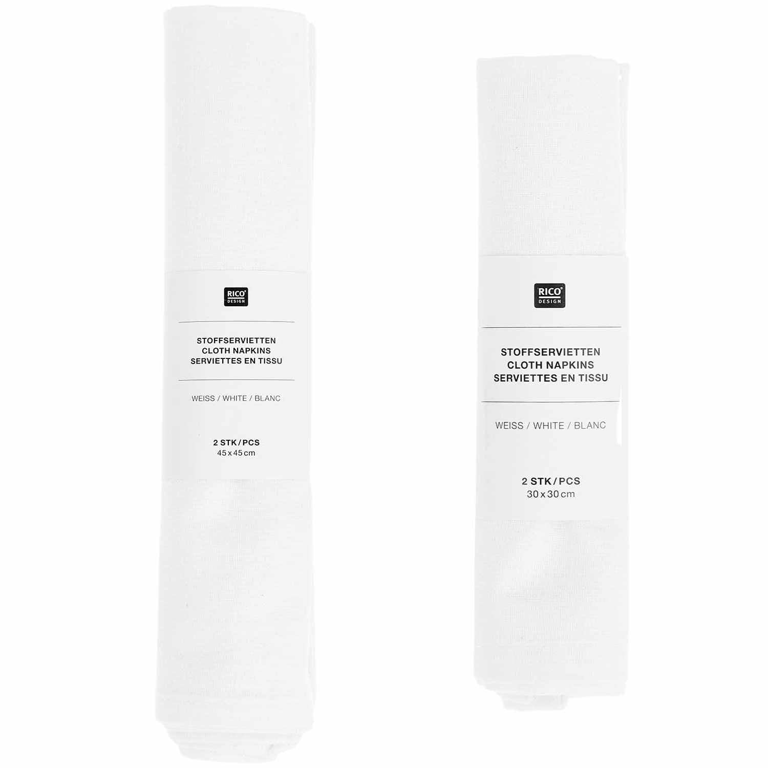 Rico Design Stoffserviette Weiss – 45 × 45 cm, Baumwolle – 2-er-Set