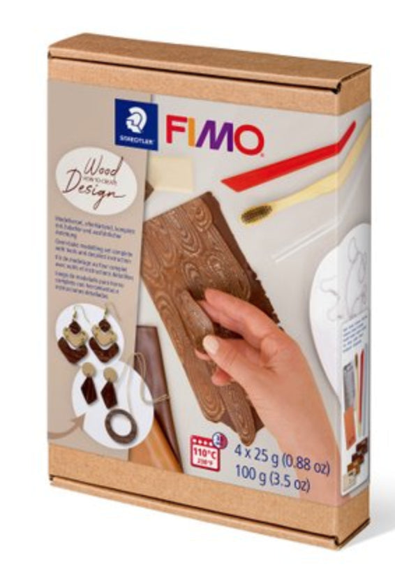 Staedtler FIMO – Knete-/Modelliermasse-Set – Holz Design – 4 × 25 g (ofenhärtend) – 8025HTC1