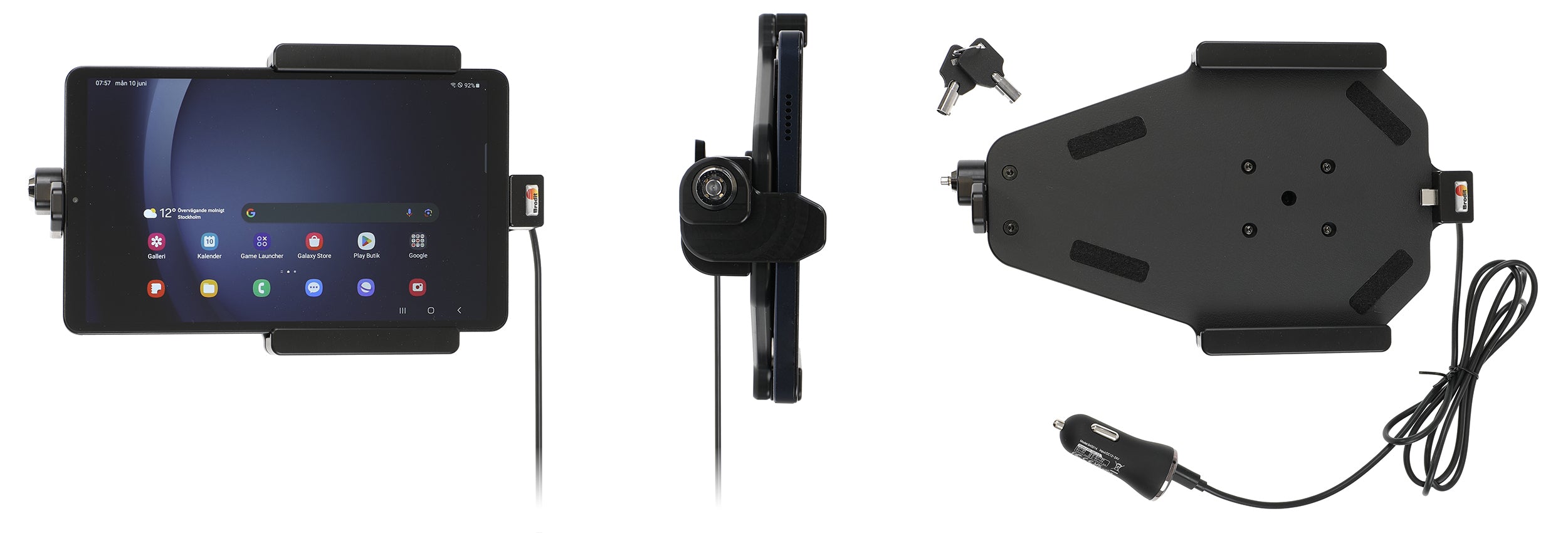 Brodit Fahrzeug-Dock für Samsung Galaxy Tab A9 (SM‑X110/SM‑X115) – abschliessbar, mit Ladeanschluss (USB‑C/USB)