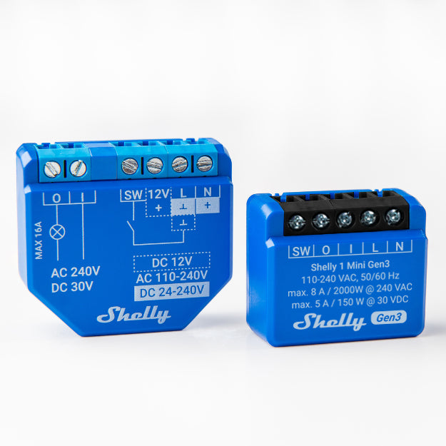 Shelly 1 Mini Gen3 – Zubehör – Schaltaktor, WLAN, Bluetooth, 8 A – für Amazon Alexa, Google Assistant