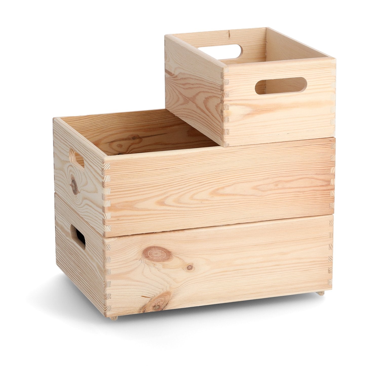 Zeller Present Aufbewahrungsbox – Kiefernholz – Braun – stapelbar, mit Griff – 397 × 143 × 300 mm